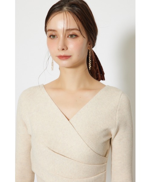 rienda（リエンダ）の「カシュクールウォッシャブルニットワンピース 秋服 冬服（ワンピース・レディース・レッド/ブラック/アイボリー・FREE）」の12枚目の写真