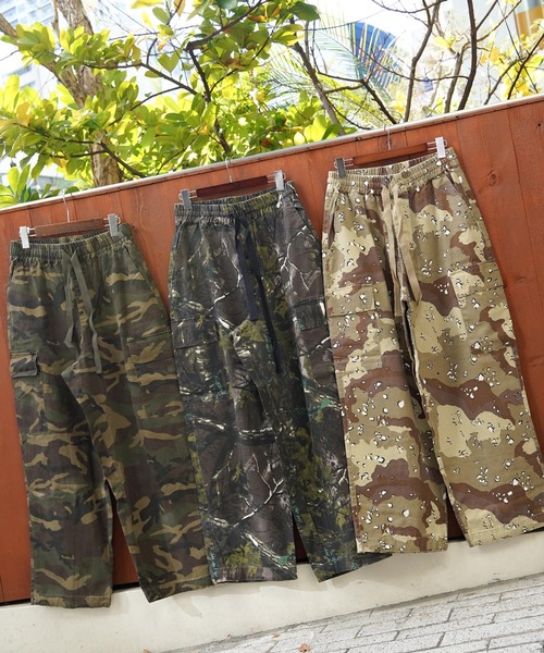 バイオウォッシュ 迷彩ワイドカーゴパンツ / Bio-Wash Camo Wide Cargo
