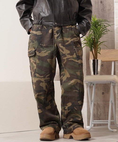 バイオウォッシュ 迷彩ワイドカーゴパンツ / Bio-Wash Camo Wide Cargo
