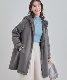 DRESKIP | 【S-LL】マットな色味が大人な雰囲気 スエード調フードコート(その他アウター)