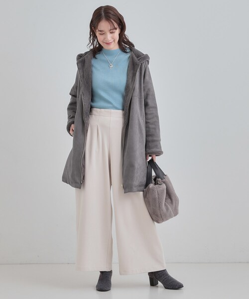DRESKIP（ドレスキップ）の「【S-LL】マットな色味が大人な雰囲気 スエード調フードコート（その他アウター・レディース・アイボリー/ブラウン系/チャコールグレー・01/02/03/04）」の19枚目の写真