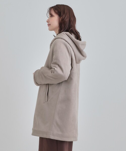 DRESKIP（ドレスキップ）の「【S-LL】マットな色味が大人な雰囲気 スエード調フードコート（その他アウター・レディース・アイボリー/ブラウン系/チャコールグレー・01/02/03/04）」の22枚目の写真