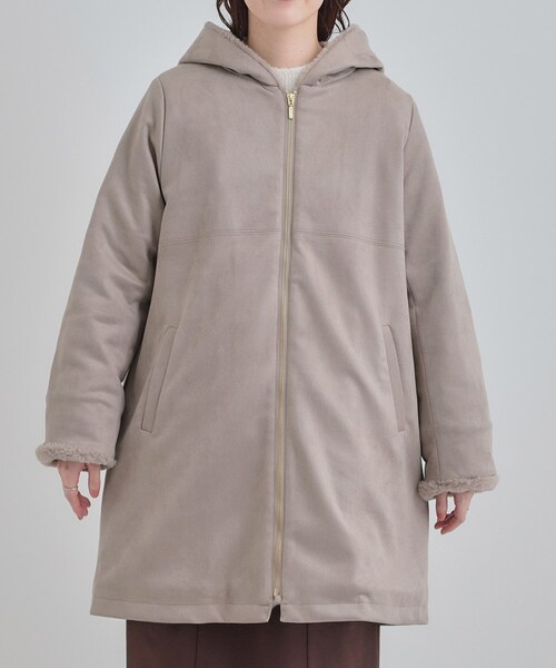 DRESKIP（ドレスキップ）の「【S-LL】マットな色味が大人な雰囲気 スエード調フードコート（その他アウター・レディース・アイボリー/ブラウン系/チャコールグレー・01/02/03/04）」の13枚目の写真