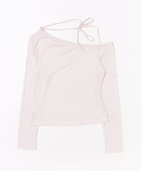 Nia(ニア)の「Nia(ニア)/チョーカーリボン ドットワンショルダー長袖カットソー(Tシャツ/カットソー・レディース・ピンク/アイボリー・MEDIUM/SMALL)」の5枚目の写真