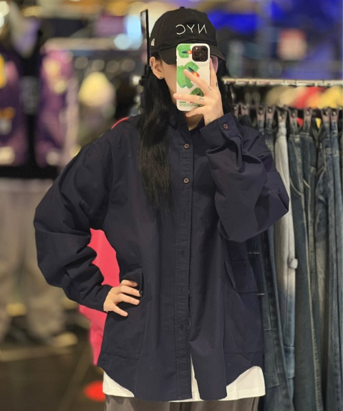 カーゴ長袖シャツ（ネイビー）