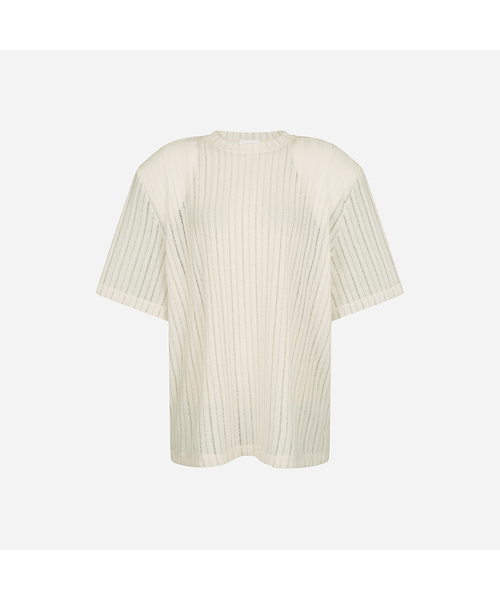 LANGER（ランガー）の「begin ワイドリブ パッド入りTシャツ（5色）（Tシャツ/カットソー・レディース・アイボリー/Cream/チャコールグレー/ライトグレー・FREE）」の4枚目の写真