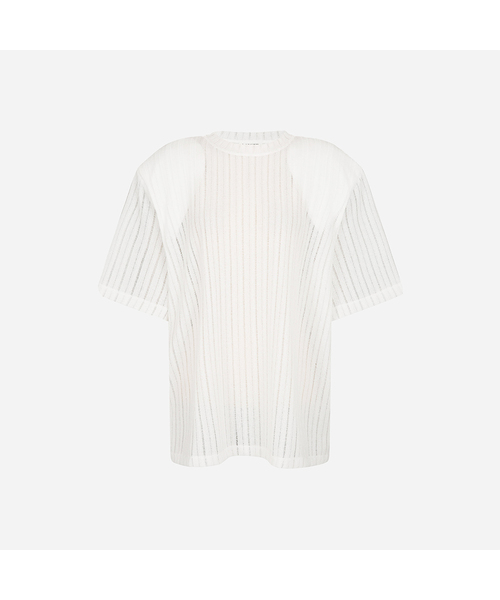 LANGER（ランガー）の「begin ワイドリブ パッド入りTシャツ（5色）（Tシャツ/カットソー・レディース・アイボリー/Cream/チャコールグレー/ライトグレー・FREE）」の2枚目の写真