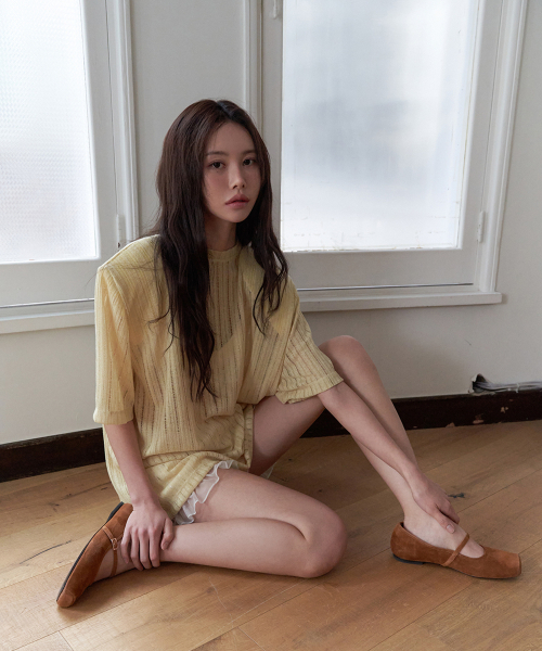 LANGER（ランガー）の「begin ワイドリブ パッド入りTシャツ（5色）（Tシャツ/カットソー・レディース・アイボリー/Cream/チャコールグレー/ライトグレー・FREE）」の8枚目の写真
