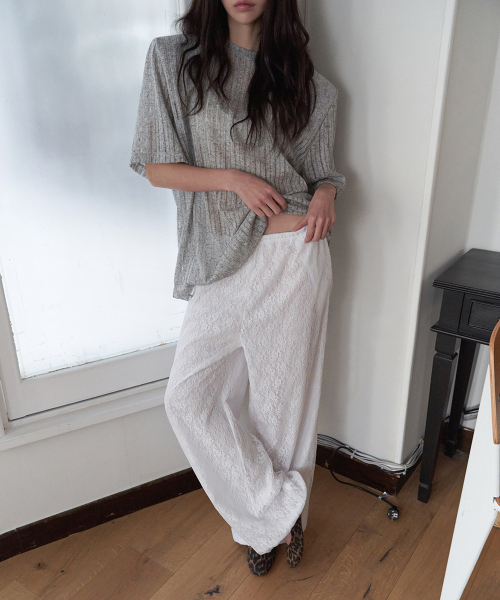 LANGER（ランガー）の「begin ワイドリブ パッド入りTシャツ（5色）（Tシャツ/カットソー・レディース・アイボリー/Cream/チャコールグレー/ライトグレー・FREE）」の9枚目の写真