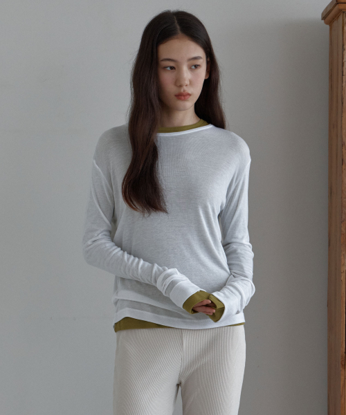 38COMEONCOMMON(38カモンコモン)の「Sheer Touch Long Sleeve (White)(Tシャツ/カットソー・レディース・その他・FREE)」の1枚目の写真