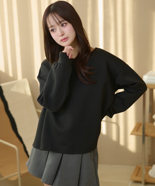 DAYRA(デイラ)の「クルーネック 切り替え バックスリット 長袖 トップス(Tシャツ/カットソー・レディース・ネイビー/ブラック/グレイッシュベージュ/グレー・S/FREE)」の12枚目の写真