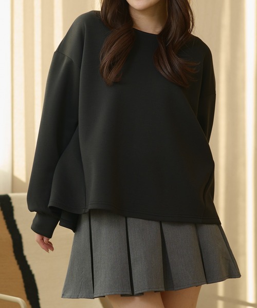 DAYRA(デイラ)の「クルーネック 切り替え バックスリット 長袖 トップス(Tシャツ/カットソー・レディース・ネイビー/ブラック/グレイッシュベージュ/グレー・S/FREE)」の13枚目の写真