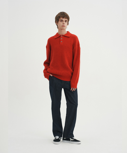 BLOND9（ブロンドナイン）の「ハチTエリニット_レッドオレンジ（ニット/セーター・メンズ・その他・MEDIUM/LARGE/X-LARGE）」の5枚目の写真