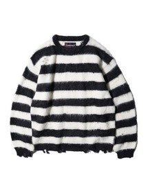 TOWNCRAFT | TOWN CRAFT タウンクラフト / WORN-OUT SHAGGY JQ BORDER CREW　ダメージ加工(ニット/セーター)