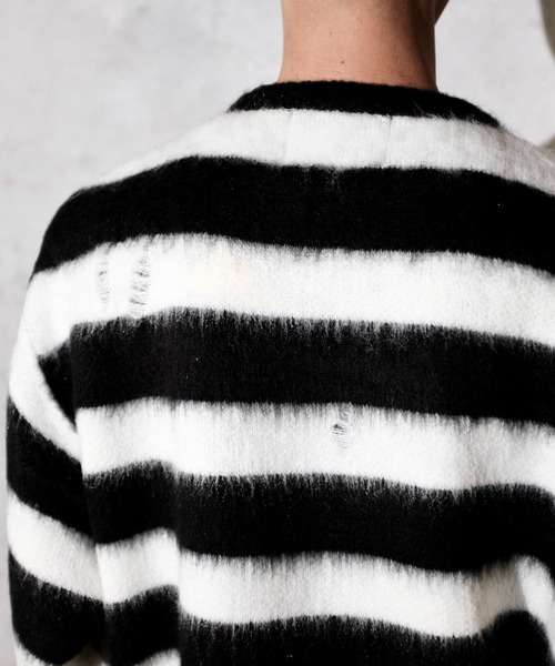 TOWNCRAFT（タウンクラフト）の「TOWN CRAFT タウンクラフト / WORN-OUT SHAGGY JQ BORDER CREW　ダメージ加工（ニット/セーター・メンズ・ブラック×ホワイト/レッド・MEDIUM/LARGE）」の16枚目の写真