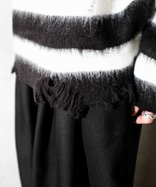 TOWNCRAFT（タウンクラフト）の「TOWN CRAFT タウンクラフト / WORN-OUT SHAGGY JQ BORDER CREW　ダメージ加工（ニット/セーター・メンズ・ブラック×ホワイト/レッド・MEDIUM/LARGE）」の19枚目の写真