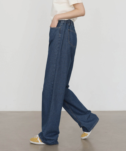 GCLIP(ジクリップ)の「バンディングロングワイドジーンズ(デニムパンツ・レディース・ブルー・SMALL/MEDIUM/LARGE/X-LARGE/XX-LARGE)」の4枚目の写真