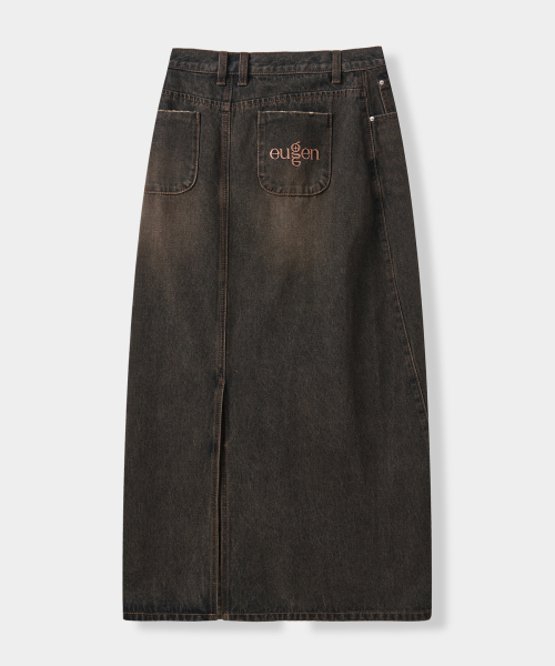 EUGGEN(ユジェン)の「スリットウォッシュドデニムロングスカート_ダストブラック(スカート・レディース・その他・SMALL/MEDIUM)」の3枚目の写真