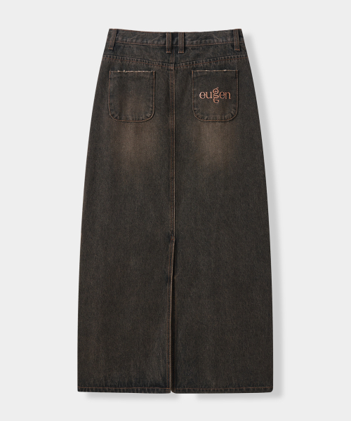 EUGGEN(ユジェン)の「スリットウォッシュドデニムロングスカート_ダストブラック(スカート・レディース・その他・SMALL/MEDIUM)」の4枚目の写真