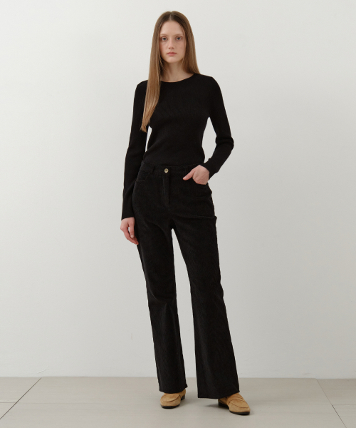 WEDNESDAYOASISFORWOMEN(ウェンズデー オアシス フォー ウーマン)の「ヘビット コーデュロイ ブーツカットパンツ_BLACK(W25-PT38)(その他パンツ・レディース・ブラック・SMALL/MEDIUM)」の4枚目の写真