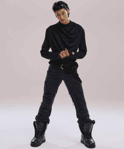 Avant-garde Drape Hood_[Black]