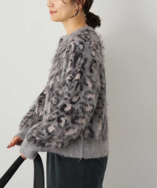 セール】レオパードシャギーニットカーディガン（カーディガン/ボレロ