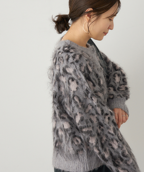 セール】レオパードシャギーニットカーディガン（カーディガン/ボレロ