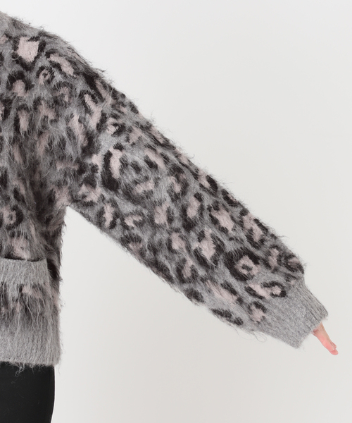 セール】レオパードシャギーニットカーディガン（カーディガン/ボレロ