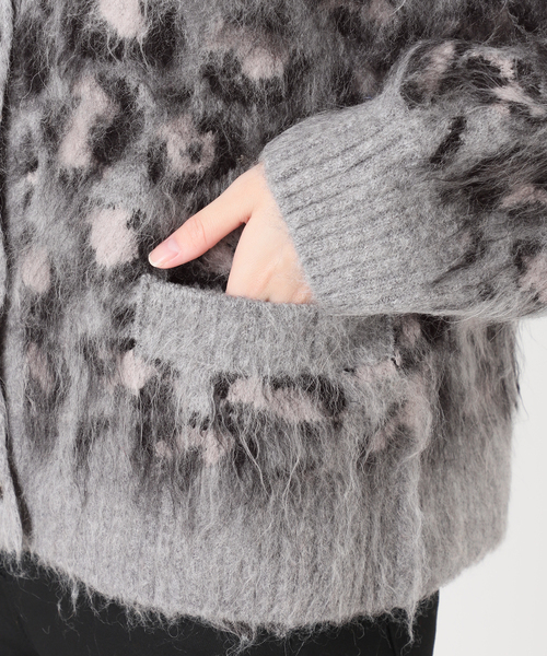 セール】レオパードシャギーニットカーディガン（カーディガン/ボレロ