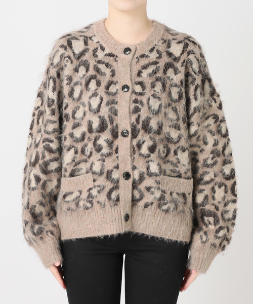 セール】レオパードシャギーニットカーディガン（カーディガン/ボレロ