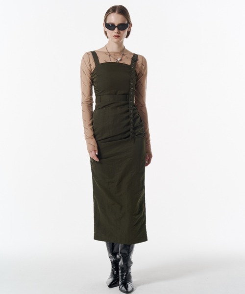 JOSE MOON(ジョゼムーン)の「CODE BELTED DRESS/コードベルトドレス(ワンピース・レディース・カーキ/ブラック・38/36)」の1枚目の写真