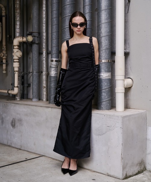 JOSE MOON(ジョゼムーン)の「CODE BELTED DRESS/コードベルトドレス(ワンピース・レディース・カーキ/ブラック・38/36)」の2枚目の写真