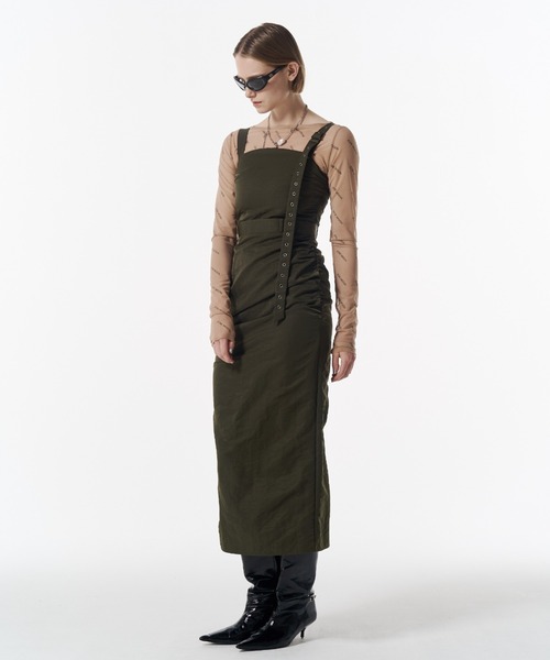 JOSE MOON(ジョゼムーン)の「CODE BELTED DRESS/コードベルトドレス(ワンピース・レディース・カーキ/ブラック・38/36)」の9枚目の写真