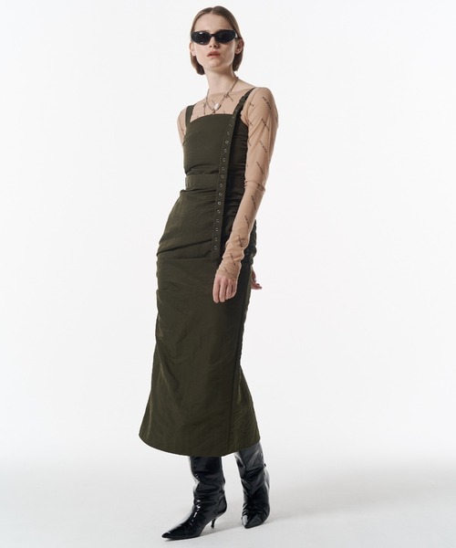 JOSE MOON(ジョゼムーン)の「CODE BELTED DRESS/コードベルトドレス(ワンピース・レディース・カーキ/ブラック・38/36)」の8枚目の写真