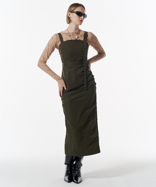 JOSE MOON(ジョゼムーン)の「CODE BELTED DRESS/コードベルトドレス(ワンピース・レディース・カーキ/ブラック・38/36)」の3枚目の写真