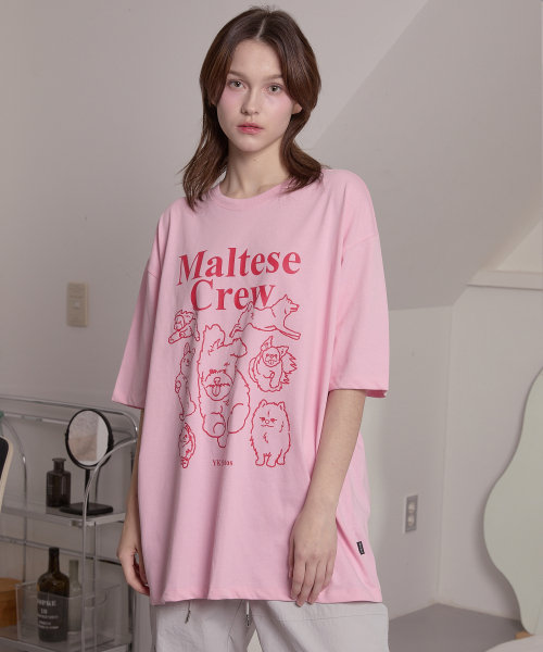 WaiKei（ワイケイ）の「マルチーズクルーライングラフィック半袖Tシャツピンク（Tシャツ/カットソー・レディース・その他・1/2/3）」の3枚目の写真