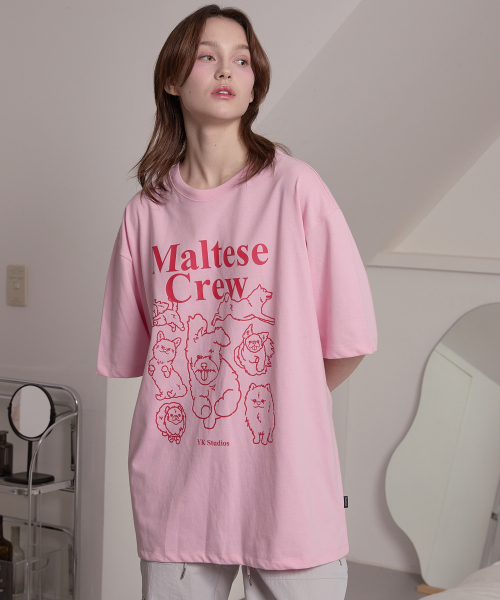 WaiKei（ワイケイ）の「マルチーズクルーライングラフィック半袖Tシャツピンク（Tシャツ/カットソー・レディース・その他・1/2/3）」の5枚目の写真