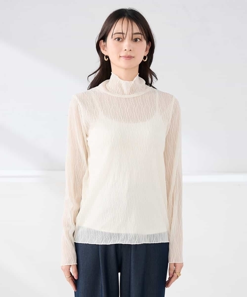 a.v.v(アーヴェヴェ)の「シアーウェーブハイネックカットソー(Tシャツ/カットソー・レディース・アイボリー/チャコールグレー/グレー・36/38/40)」の21枚目の写真