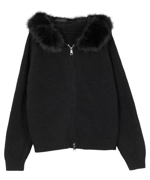 KOBE LETTUCE（コウベレタス）の「取り外しファー付きニットパーカー（パーカー・レディース・ブラック/グレー/アイボリー・M）」の12枚目の写真