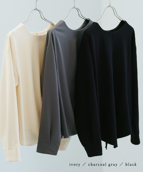 White Collection（ホワイトコレクション）の「【 ディテール映え 】 ドライタッチフライス・3WAYカシュクールブラウス（シャツ/ブラウス・レディース・アイボリー/チャコールグレー/ブラック・L/M/S）」の12枚目の写真