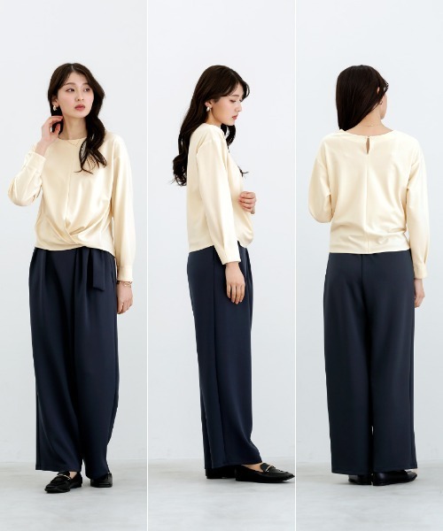 White Collection（ホワイトコレクション）の「【 ディテール映え 】 ドライタッチフライス・3WAYカシュクールブラウス（シャツ/ブラウス・レディース・アイボリー/チャコールグレー/ブラック・L/M/S）」の5枚目の写真