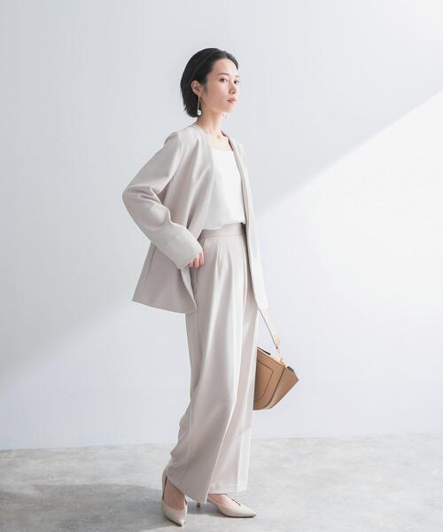 URBAN RESEARCH ROSSO WOMEN（アーバンリサーチ　ロッソ）の「ストレッチツイルタックストレートパンツ（その他パンツ・レディース・ブラック/ライトベージュ・36/38）」の7枚目の写真