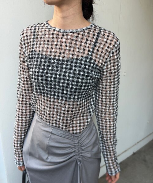 SHENERY（シーナリー）の「レースチェックプルオーバー（Tシャツ/カットソー・レディース・ブルー/ブラック・FREE）」の5枚目の写真