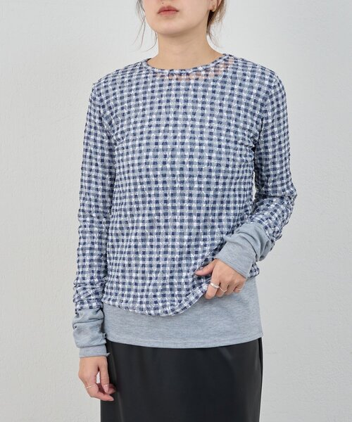 SHENERY（シーナリー）の「レースチェックプルオーバー（Tシャツ/カットソー・レディース・ブルー/ブラック・FREE）」の22枚目の写真
