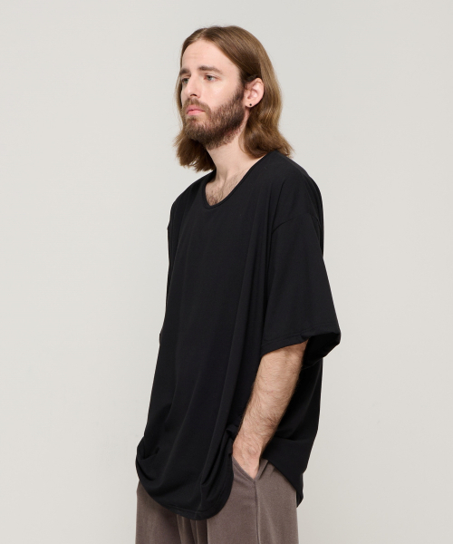 CARGOBROS(カーゴブロス)の「シルケットルーズフィットクルーネック半袖Tシャツ(ブラック)(Tシャツ/カットソー・メンズ・その他・FREE)」の3枚目の写真