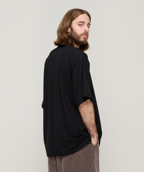 CARGOBROS(カーゴブロス)の「シルケットルーズフィットクルーネック半袖Tシャツ(ブラック)(Tシャツ/カットソー・メンズ・その他・FREE)」の4枚目の写真