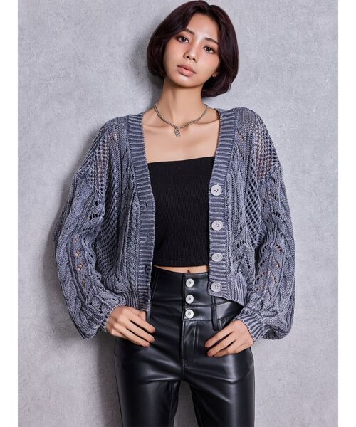 GYDA（ジェイダ）の「2WAYメッシュブリーチニットトップス（ニット/セーター・レディース・オフホワイト/ブラック/ネイビー/オレンジ/ピンク・FREE）」の12枚目の写真