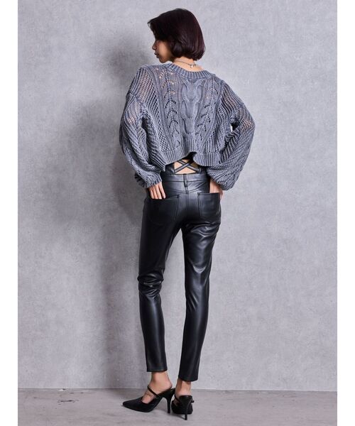 GYDA（ジェイダ）の「2WAYメッシュブリーチニットトップス（ニット/セーター・レディース・オフホワイト/ブラック/ネイビー/オレンジ/ピンク・FREE）」の16枚目の写真