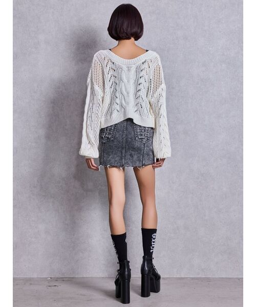 GYDA（ジェイダ）の「2WAYメッシュブリーチニットトップス（ニット/セーター・レディース・オフホワイト/ブラック/ネイビー/オレンジ/ピンク・FREE）」の22枚目の写真