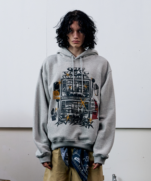 STAR SLOT MACHINE HOODIE — худи с принтом «слот-машина», серый